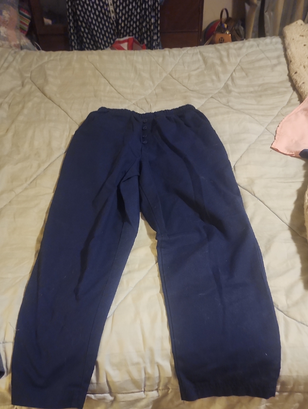 Men's Navy Casual Elastic-Waist Pants